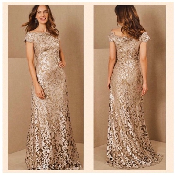 Tadashi Shoji Dresses & Skirts - Tadashi Shoji dress size 4  gold champagne sequins maxi  NWT